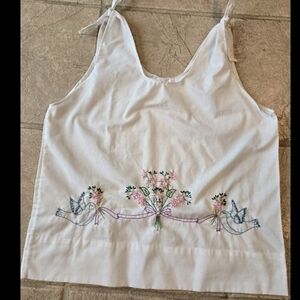 Upcycled Tank Top S-M From Embroidered Pillow Case Dont Throw It Out